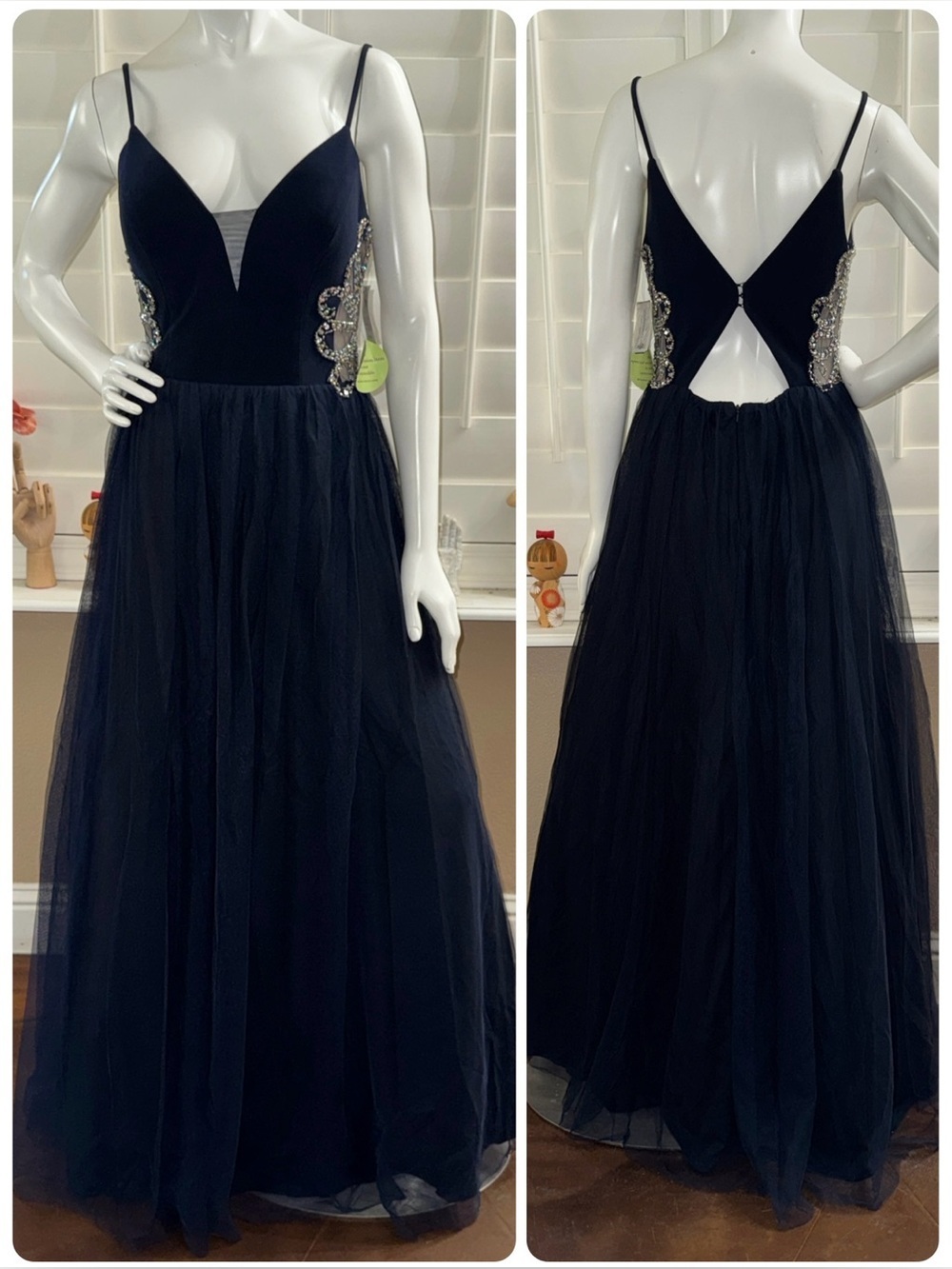 Windsor Kara Formal Rhinestone Ball Gown Navy